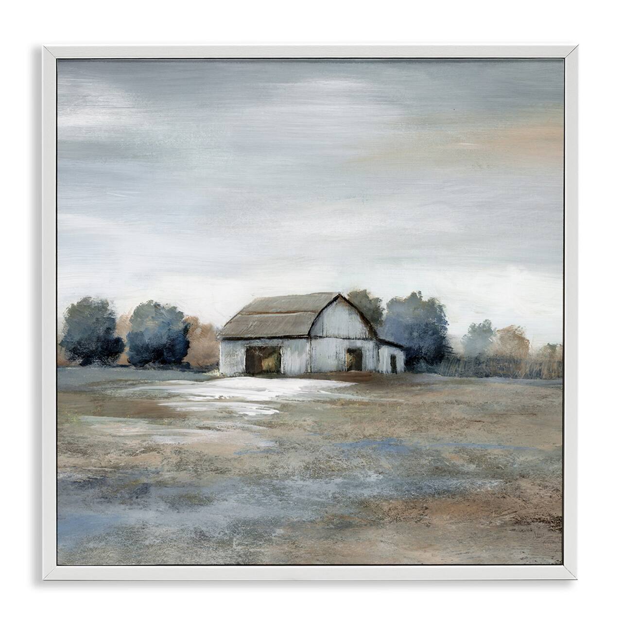 Stupell Industries Countryside Barn Neutral Tones Framed Giclee Art